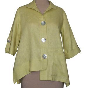 Moonlight 100%  Linen Shirt/Jacket - Chartreuse Size S